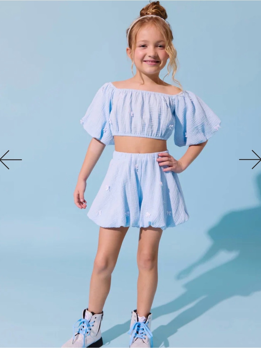 Lola + The Boys Light Blue Hailey Girls' Two-Piece Skirt Set